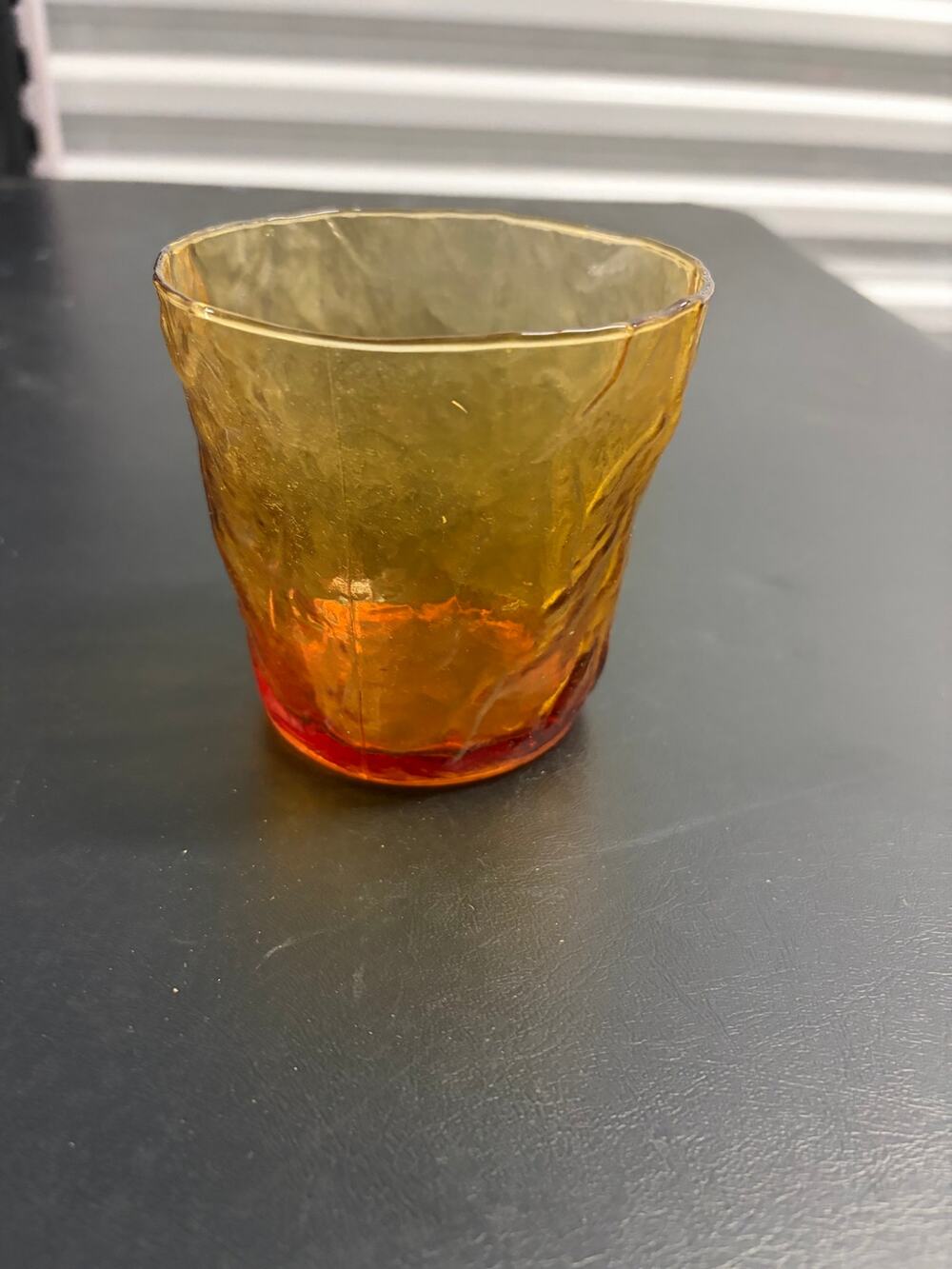 Morgantown Vintage Crinkle Style Glass Tumblers Amber Colored- 3 1/2”